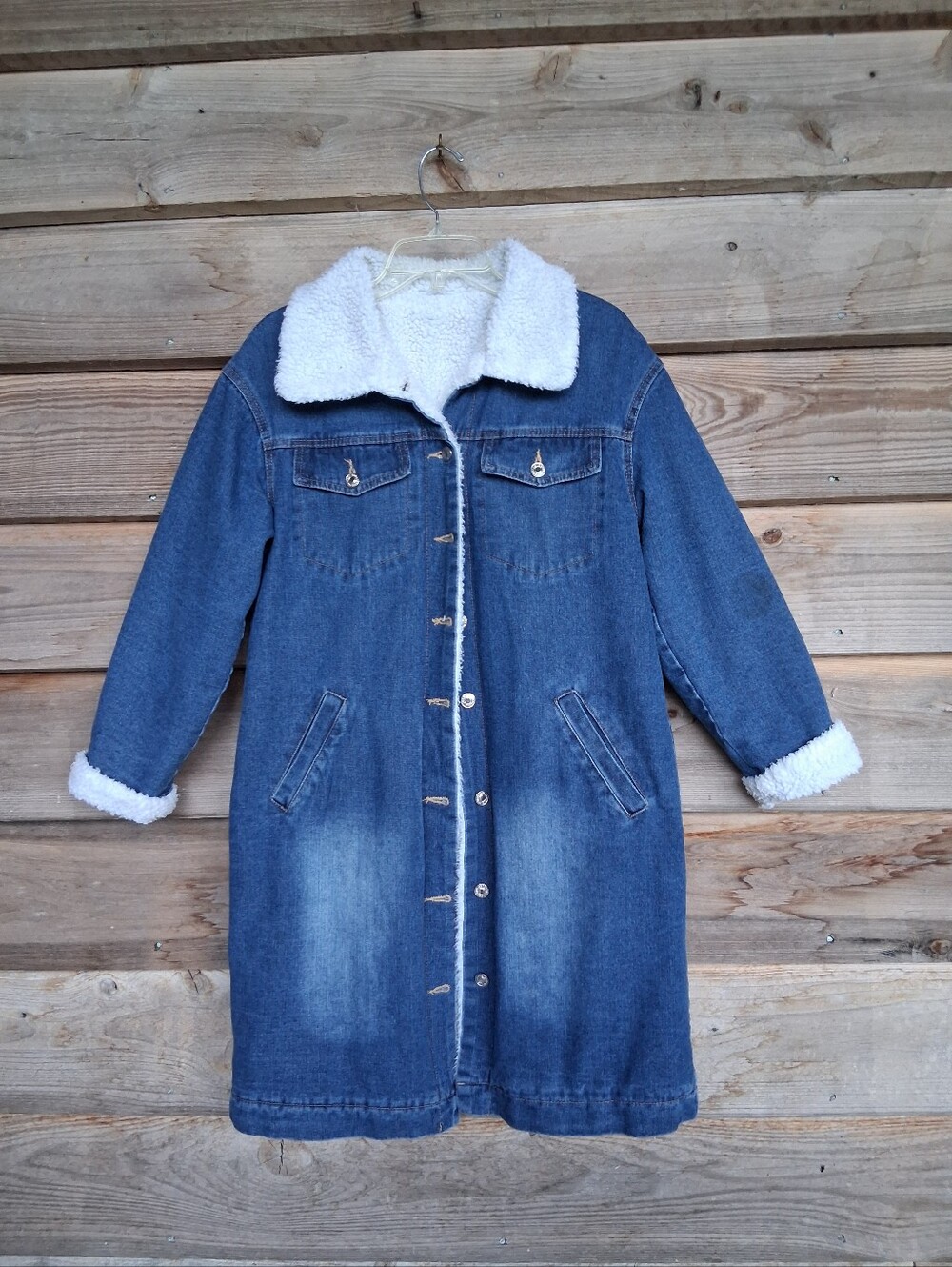 Women's Longline Sherpa Lined Denim Coat